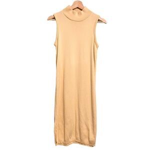 Vintage Moda International Yellow Turtleneck Sleveeless Dress Made in USA Size S